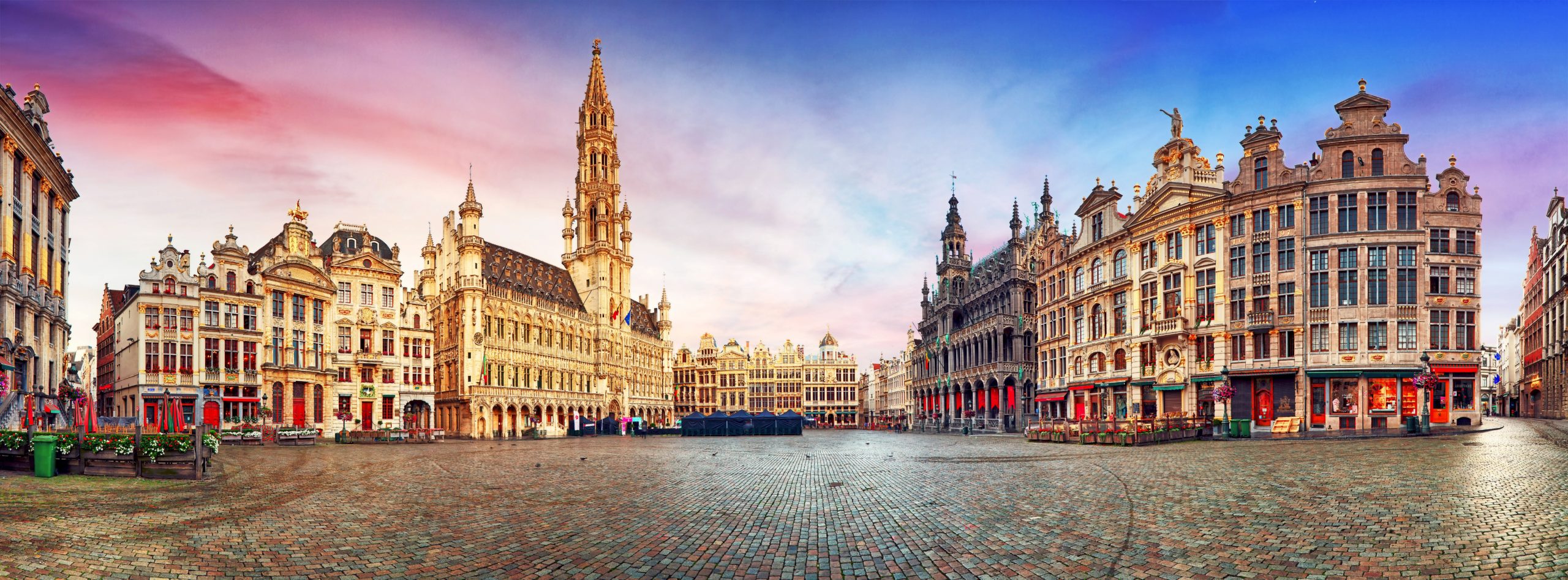 Brussels, panorama of Grand Place in beautiful summer day, Belgium