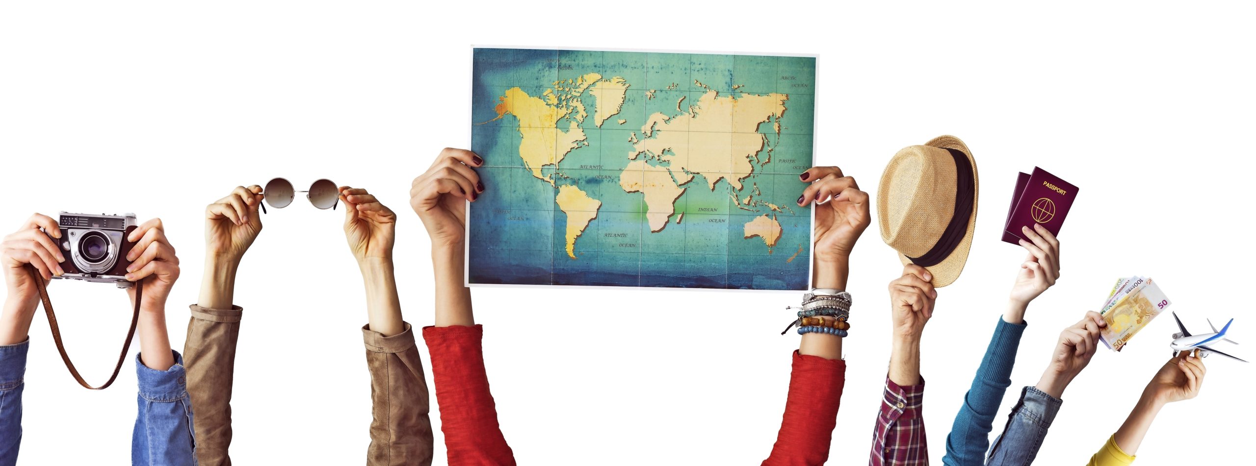 People planning holiday adventurous icons