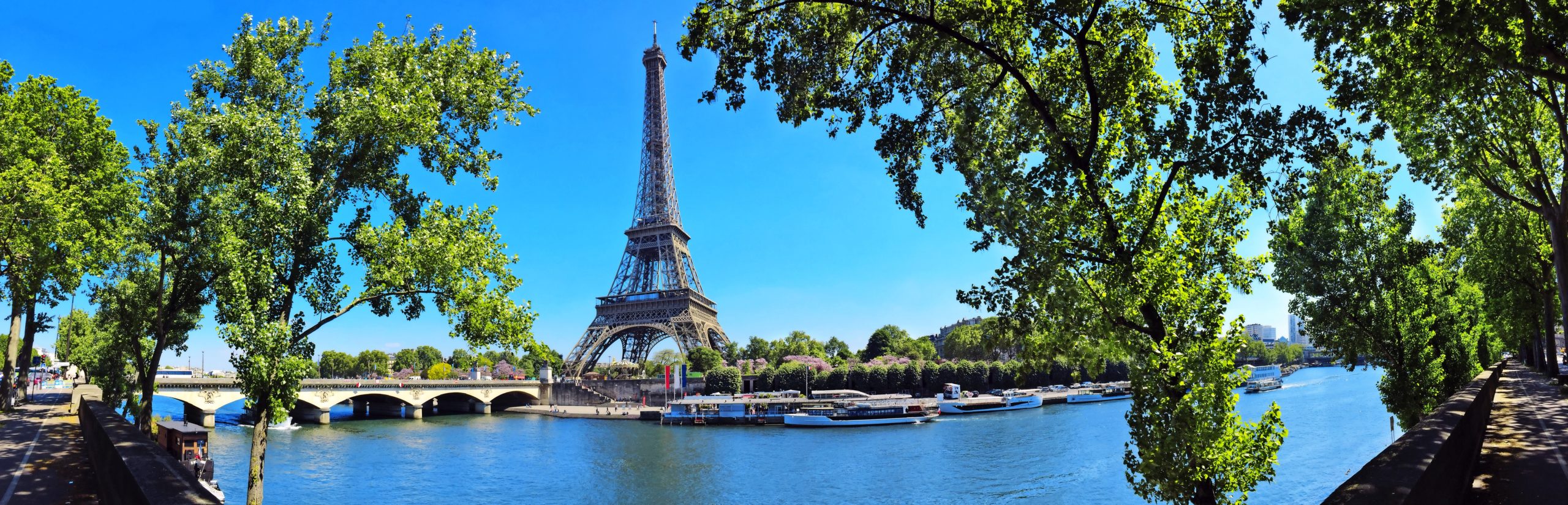 Paris mit Seine und Eiffelturm / Tour Eiffel / Eiffeltower - Panorama Banner