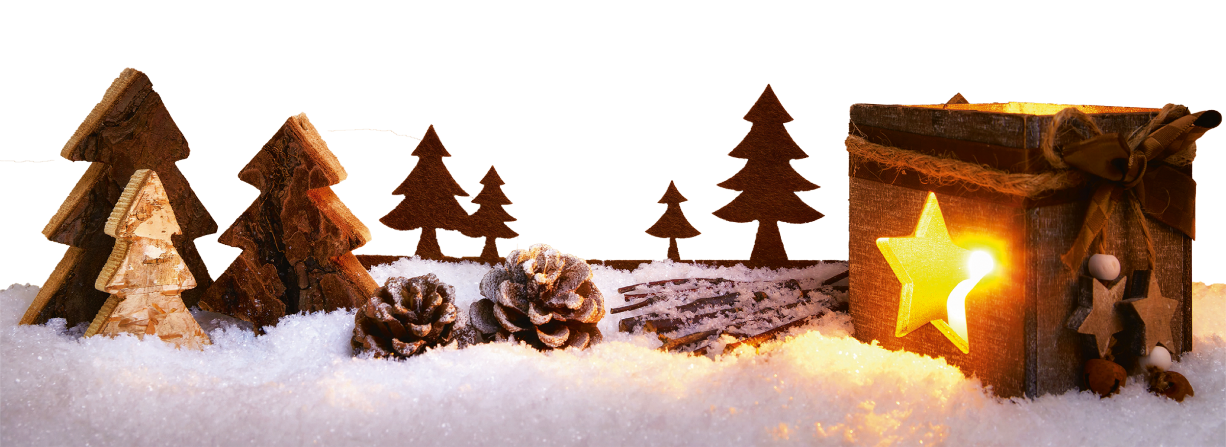Weihnachtliche Szene aus Holz mit Laterne